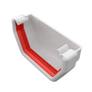 White Square Gutter External Stop End, Freeflow 114mm Rain Water Systems