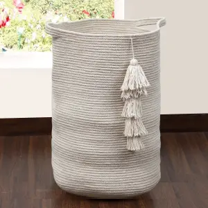 Beige Braided Cotton Small Laundry bin