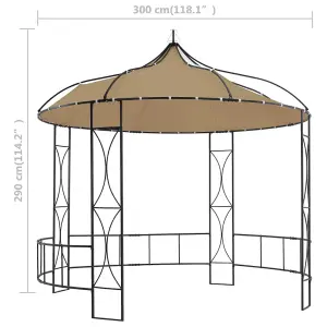 Berkfield Gazebo 300x290 cm Taupe Round