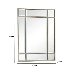 Melody Maison Taupe Framed Art Deco Wall Mirror 75cm x 55cm