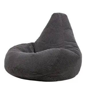 icon Dalton Corduroy Bean Bag Chair & Pouffe Charcoal Grey Recliner Bean Bags