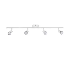 BELL LIGHTING 4 LIGHT SPOT TRACK FITTING WHITE - IDEAL ALL AROUND THE HOME AND OFFICE OR COMMERCIAL - SUITABLE FOR GU10 LED