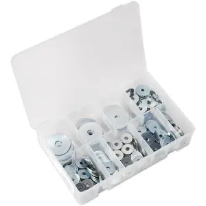 240 Piece Zinc Plated Repair Washer Assortment - M5 to M10 - Storage Box