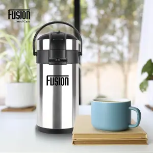 MantraRaj 5L Coffee Carafe Vacuum Jug Airpot Flask Thermal Pump Action Stainless Steel Double Wall Insulated Vacuum Flask (Silver)