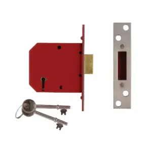 UNION 2101 5 Lever Mortice Deadlock Satin Chrome Finish 65mm 2.5in Visi