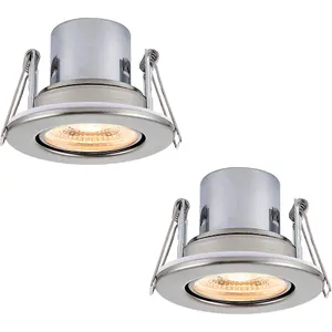 2 PACK Recessed Tiltable Ceiling Downlight - 8.5W Warm White LED Satin Nickel