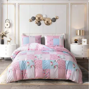 Tailings Duvet Cover Set with Pillowcases Pink/Blue/White / Super King - 2 Standard Pillowcases