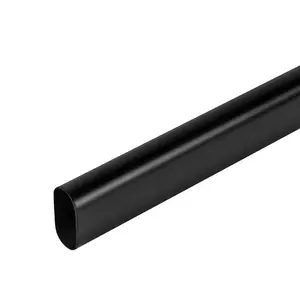 Wardrobe hanging rail with end support and screws, oval - up to 1200mm - BLACK