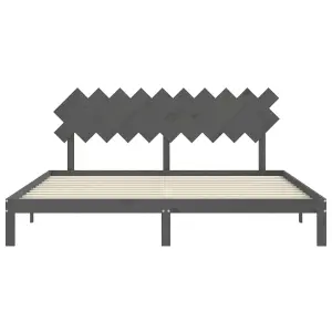 Berkfield Bed Frame with Headboard Grey 200x200 cm Solid Wood