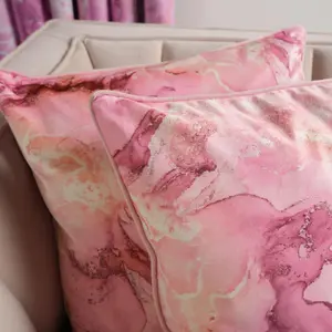 2 Pack Marble Matte Velvet Cushion Covers, Blush - 45 x 45cm