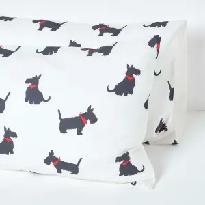 Homescapes Scottie Dog Digitally Printed Cotton Duvet Cover Set, Super King