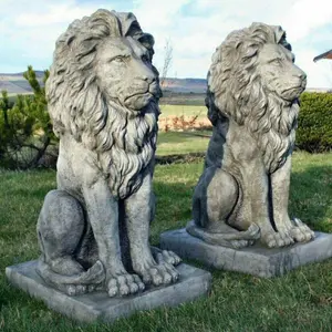 Pair of stunning large sitting lion statues