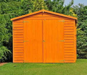 Overlap 10 x 15 Feet Dip Treated Apex Shed Double Door with Windows