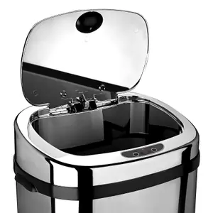 Dihl 58L Chrome with Chrome Lid Stainless Steel Touchless Hands-free Sensor Kitchen Waste Dust Bin Automatic