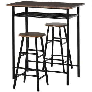 HOMCOM 3-Piece Dining Set with 2 Matching Chairs and 1 Table for Home Bar