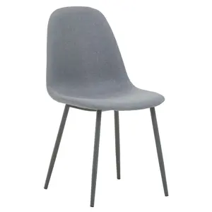 Interiors by Premier Dining Chair with Grey Powder Legs, Easy to Clean Velvet Accent Chair, High-Back Comfy Armchair