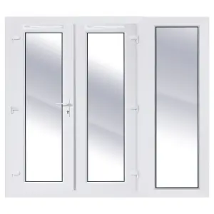 Clear Glazed White uPVC French Door setwith3panes , (H)2090mm (W)2390mm External