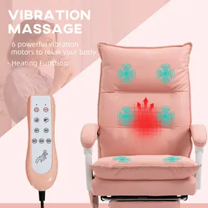 Vinsetto Faux Leather Vibration Massage Office Chair with Heat, Footrest, Pink