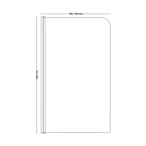 Neo Corner curved Clear glass Chrome effect frame Bath screen, (W) 780mm (H) 1400mm