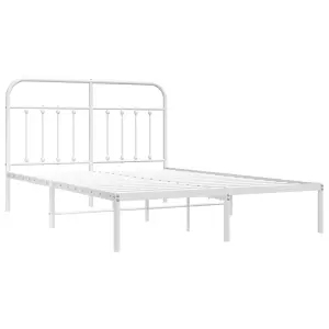 Berkfield Metal Bed Frame with Headboard White 140x190 cm