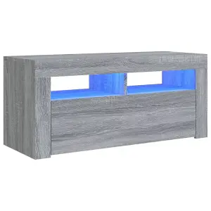 vidaXL TV Cabinet with LED Lights Grey Sonoma 90x35x40 cm