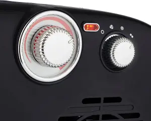 MantraRaj 1800W Electric Heater Retro Dual Position Horizontal And Vertical Fan Heater In Black With Adjustable Thermostat 2 Heat