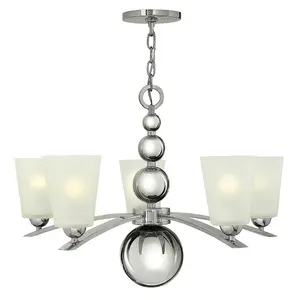 Elstead Zelda 5 Light Multi Arm Chandelier Polished Nickel Finish, E27