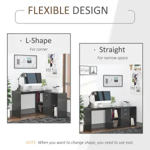 HOMCOM Dual-use Adjustable Large L-Shaped Computer Desk Laptop Workstation