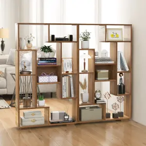 Costway 120cm Tall Bookshelf Modern Geometric Bookcase Book Storage Organizer