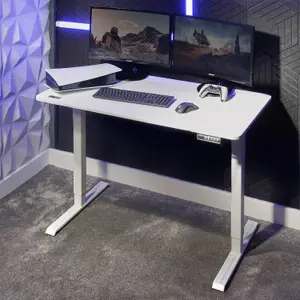 X-Rocker Ascend Height Adjustable Gaming Desk, 120cm Wide - WHITE