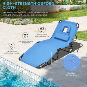 Costway Folding Face Down Tanning Chair Adjustable Beach Lounge Chair W/ Face Hole