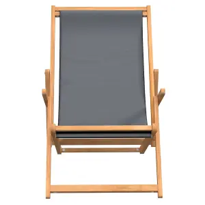 Berkfield Folding Beach Chair Solid Wood Teak Grey