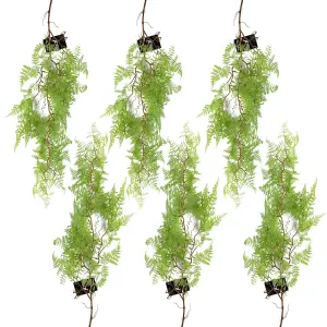 6 x 100cm Artificial Hanging Maidenhair Fern Plant Light Green