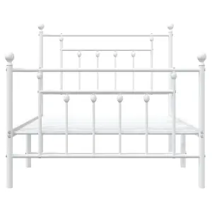 Berkfield Metal Bed Frame with Headboard and Footboard White 100x190 cm