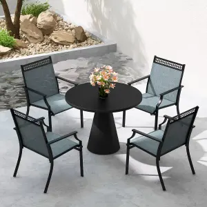 Costway Set of 2 Outdoor Patio Chairs Dining Chair Set Heavy Duty Metal Frame