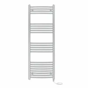 Right Radiators Prefilled Electric Curved Heated Towel Rail Bathroom Ladder Warmer Rads - Chrome 1400x500 mm