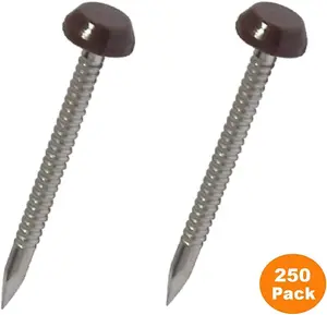 250 x Brown UPVC 30mm Poly Top Pins Plastic Headed Fascia Fixings