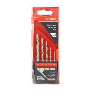 Timco - Brad Point Wood Bit Set (Size 5pcs - 5 Pieces)