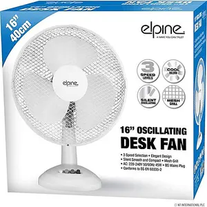 New 16" Oscillating Table Desk Fan Cooling Air 3 Speed Home Office 45W Base Silent Inch Watt