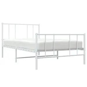 Berkfield Metal Bed Frame with Headboard and Footboard White 90x200 cm