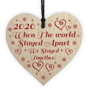 Lockdown Gift Hanging Wooden Heart Couple Gift Christmas Tree Decoration Keepsake