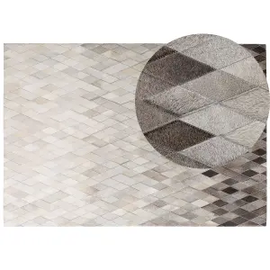 Cowhide Area Rug 160 x 230 cm White and Grey MALDAN