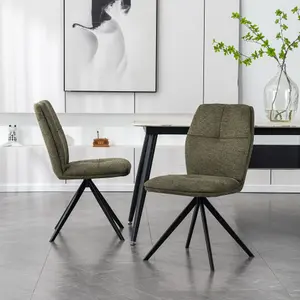 Luna Modern Fabric Dining Chair Padded Seat Metal Leg Kitchen 6 Pcs (Green)