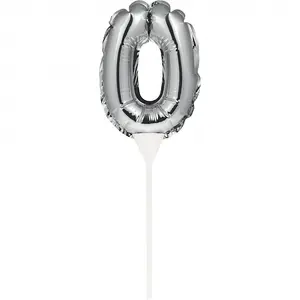 Creative Party Number 0 Balloon Inflatable Cake Topper Silver (Mini)