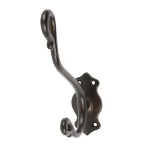 Hammer & Tongs - Curly Hat & Coat Hook - W40mm x H140mm - Black