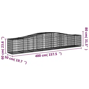 Berkfield Arched Gabion Baskets 15 pcs 400x50x60/80 cm Galvanised Iron