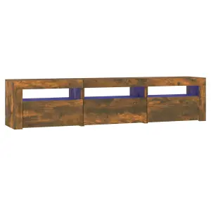 Berkfield TV Cabinet with LED Lights Smoked Oak 180x35x40 cm