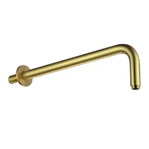 Nes Home 336mm Wall Mounting Brass Round Shower Arm Brushed Brass