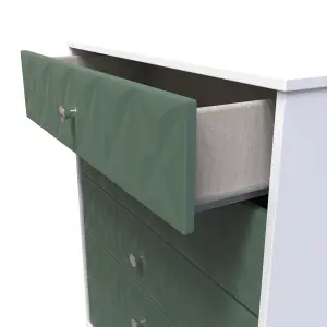 Toledo 5 Drawer Chest in Labrador Green & White (Ready Assembled)