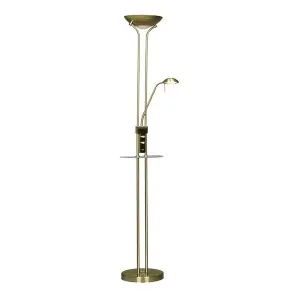 Luminosa Alari LED Floor Lamp USB Antique Brass